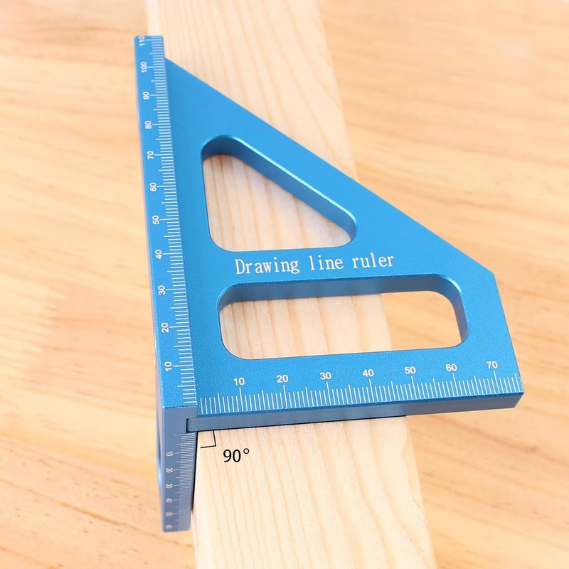 KETIPED 3D Multi-Angle Measuring Ruler,45/90 Degree Aluminum Alloy Woodworking Square Protractor, Miter Triangle Ruler High Precision Layout Measuring Tool for Engineer Carpenter,002BLUE - Image 4